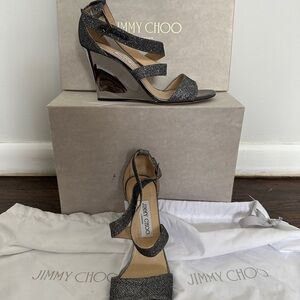 Jimmy Choo Women's Glitter Wedges - Fearne Anthracite 37.5